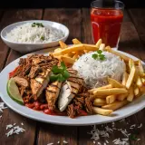 Plato kebab Arroz con patatas